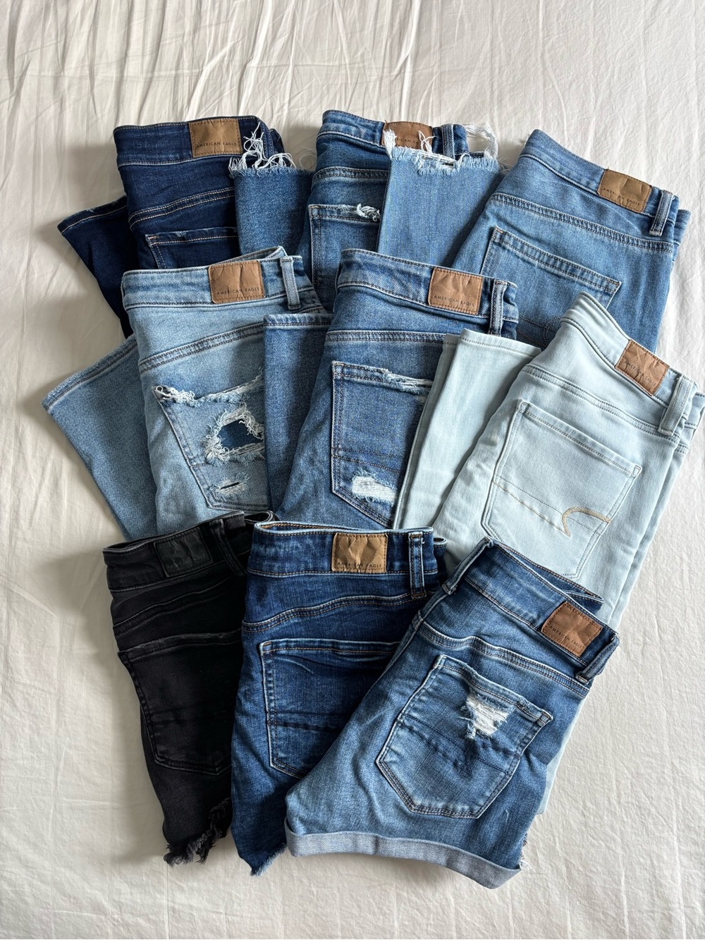 BUNDLE OF 9 American Eagle mom jeans skinny jeans denim shorts 4R